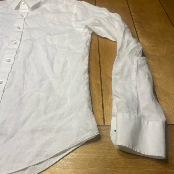 UNTUCKit 100% Linen Crisp White Casual Button Down Shirt Size Small Slim Fit - Picture 3 of 16